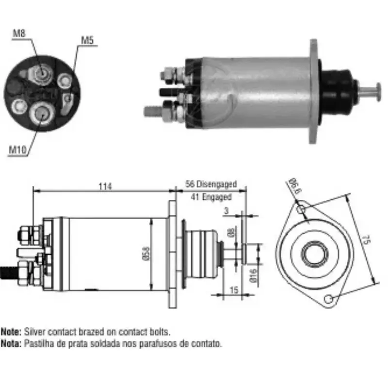 [ZM 2-818] Automatico Solenoide Arranque 24 V 2-818 ZM