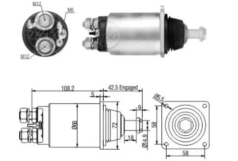 [ZM 832] Automatico Solenoide Arranque 24 V 832 ZM