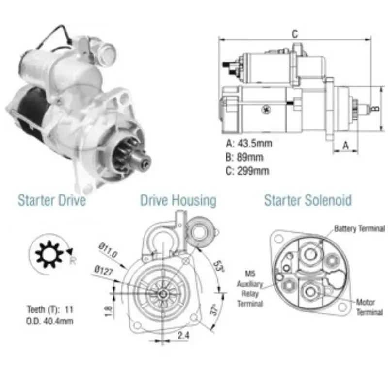 [ZM 80.291.02] Motor de Arranque 24 V MT29 11 Dientes 80.291.02 ZM