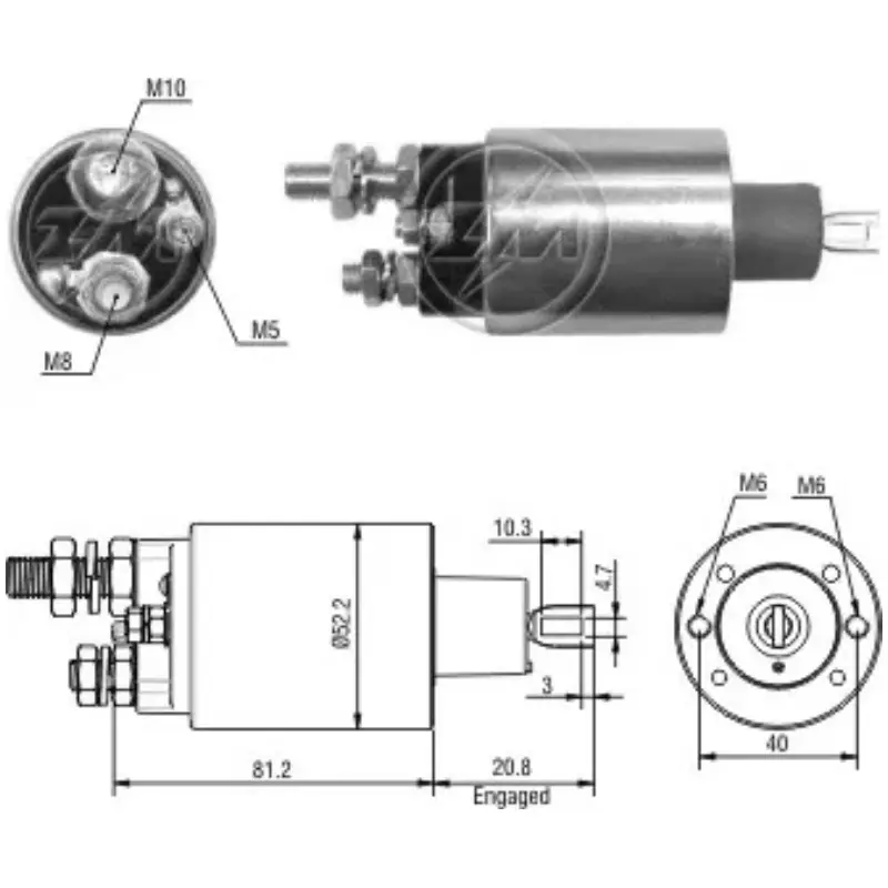 [ZM 3-485] Automatico Solenoide Arranque 24 V Indiel M100R 3-485 ZM