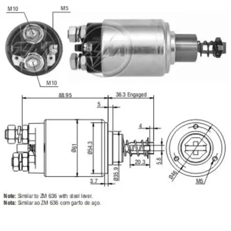 SOLENOIDE PARA ARRANQUE ZM 536 NO.   