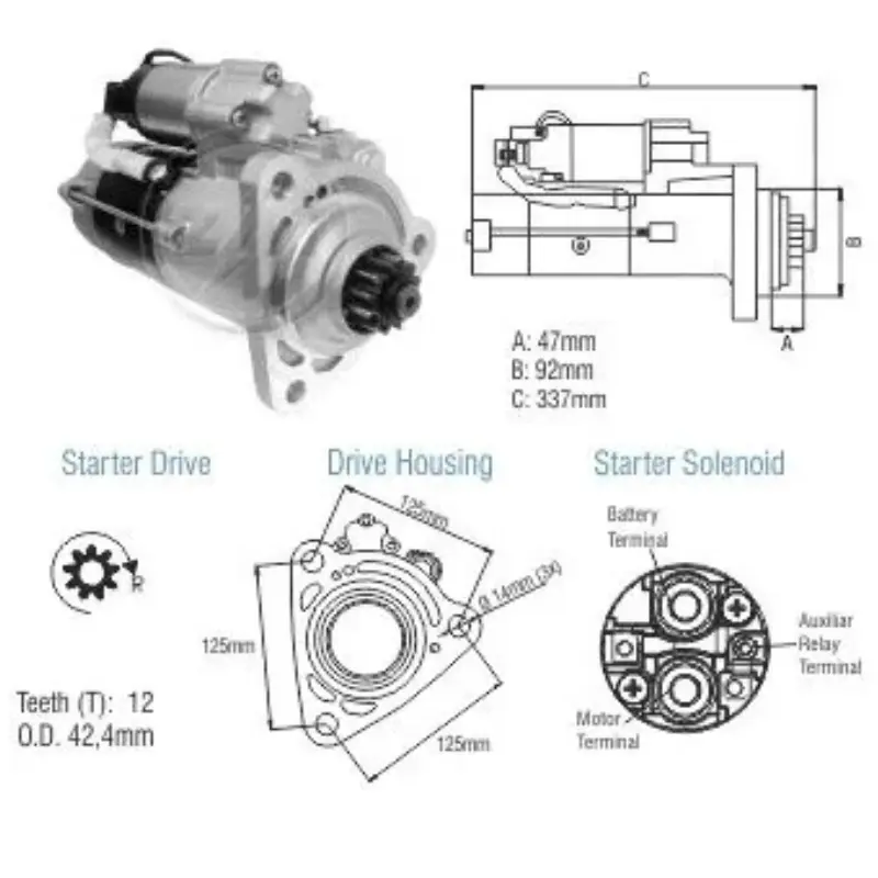 MOTOR DE ARRANQUE 12 DIENTES 24V ZM 80.840.01 E8 NO.