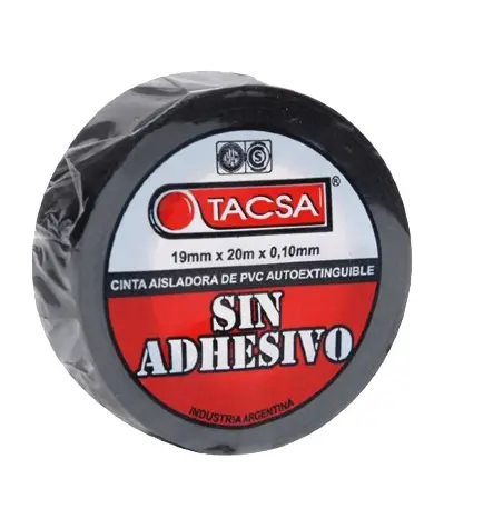 CINTA DE ENCINTAR PVC SIN ADHESIVO 20 MTS / NEGRA / 19 mm x 20 m x 0.10 mm TAPTTACSA077N  CAM. DI.  