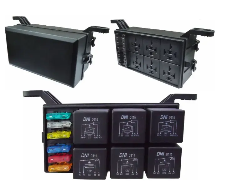 CAJA UNIVERSAL DE FUSIBLES Y RELAYS PARA HASTA 6 CIRCUITOS C ON TERMINALES PARA ADAPTACION - ADMITE HASTA 6 FUSIBLES Y 6 DNI320002 IMPO.   