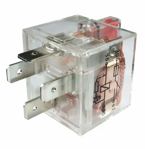 [DNI8101] RELAY COMPETICION TRANSPARENTE 4 TERMINALES 12V CON LED Y SOPORTE DNI8101 IMPO.  